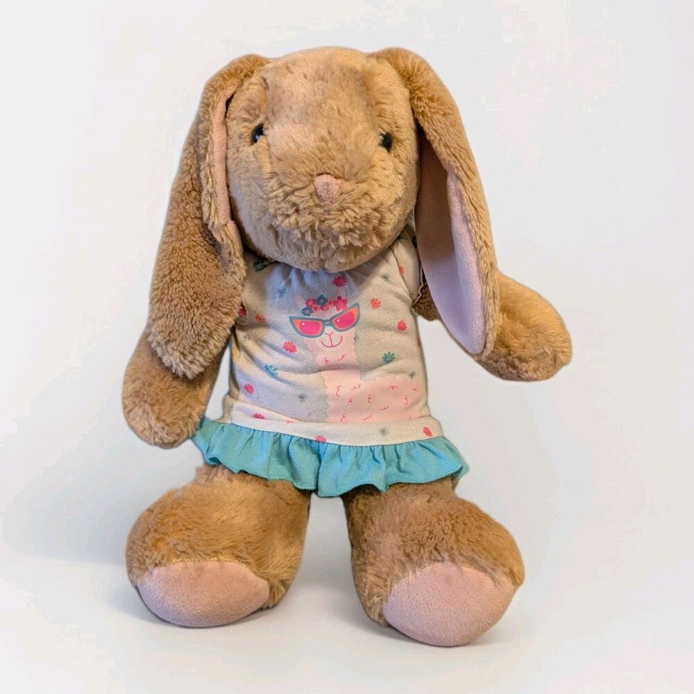 Build-A-Bear Tan Bunny Plush Stuffed Animal 16” – Llama Dress Outfit – Soft